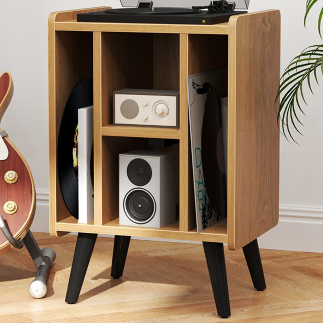 Costway 4 Open Shelf Natural Record Player Stand - image 1