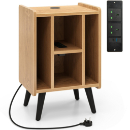 Costway 4 Open Shelf Natural Record Player Stand - thumbnail 2