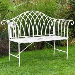 Garden Gear Wrought Iron Versailles Antique White Garden Bench - thumbnail 1