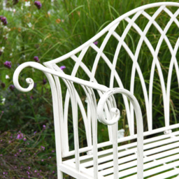 Garden Gear Wrought Iron Versailles Antique White Garden Bench - thumbnail 3