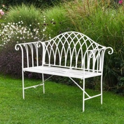 Garden Gear Wrought Iron Versailles Antique White Garden Bench - thumbnail 4