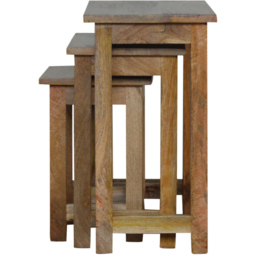 Artisan Furniture Country Set of 3 Beige Solid Wood Nest of Stools - thumbnail 4