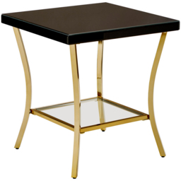 Premier Housewares Kensington Townhouse Single Shelf Gold and Black Mirror Side Table - thumbnail 2