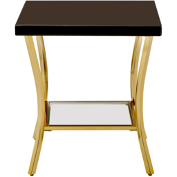 Premier Housewares Kensington Townhouse Single Shelf Gold and Black Mirror Side Table - thumbnail 3