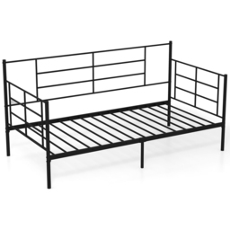 Costway Single Size 2 in 1 Black Daybed with Arms - thumbnail 2