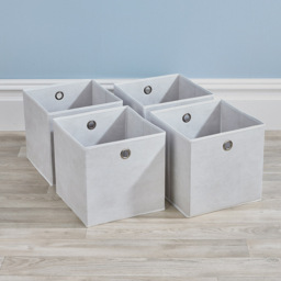 Home Source Cream Fabric Cube Storage Box 4 Pack - thumbnail 2