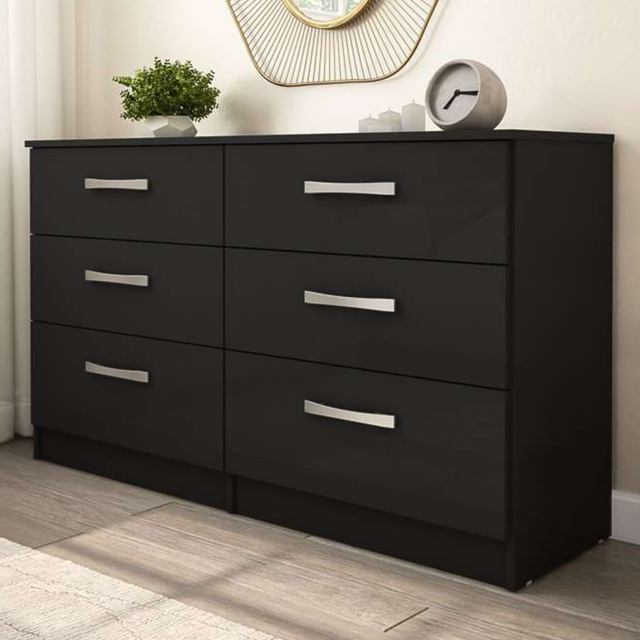 Lynx 6 Drawer Black Chest of Drawers - image 1