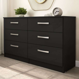 Lynx 6 Drawer Black Chest of Drawers - thumbnail 1