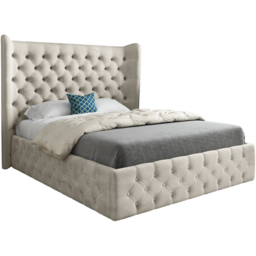Florence Silver Small Double Velvet Upholstered Bed Frame with Wide Winged Chesterfield Headboard - thumbnail 2