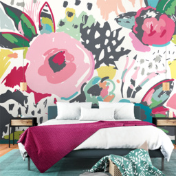 Origin Murals Abstract Floral Pink Wall Mural