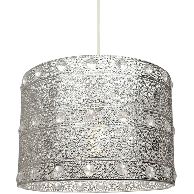 Happy Homewares Antique Silver Acrylic Gem Moroccan Chandelier Ceiling Pendant Shade - image 1