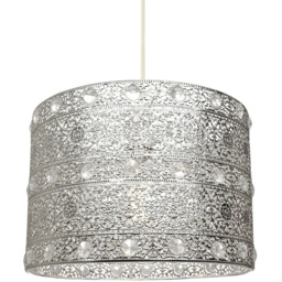 Happy Homewares Antique Silver Acrylic Gem Moroccan Chandelier Ceiling Pendant Shade