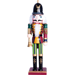 St Helens Green and Red Wooden Nutcracker with Bugle 30cm