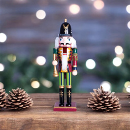 St Helens Green and Red Wooden Nutcracker with Bugle 30cm - thumbnail 3