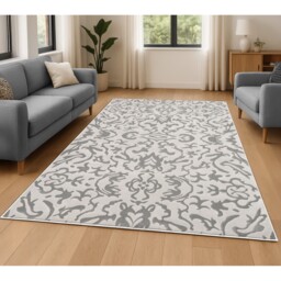 Luxury Damask Rug Neutral 160cm - thumbnail 2