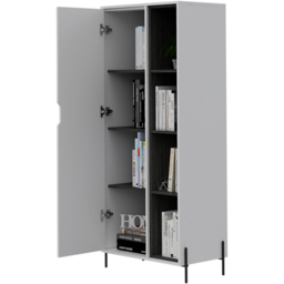 Core Products Dallas Single Door White and Carbon Grey Bookcase - thumbnail 4
