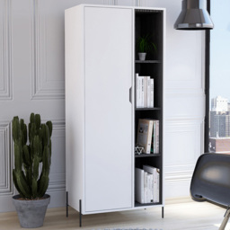 Core Products Dallas Single Door White and Carbon Grey Bookcase