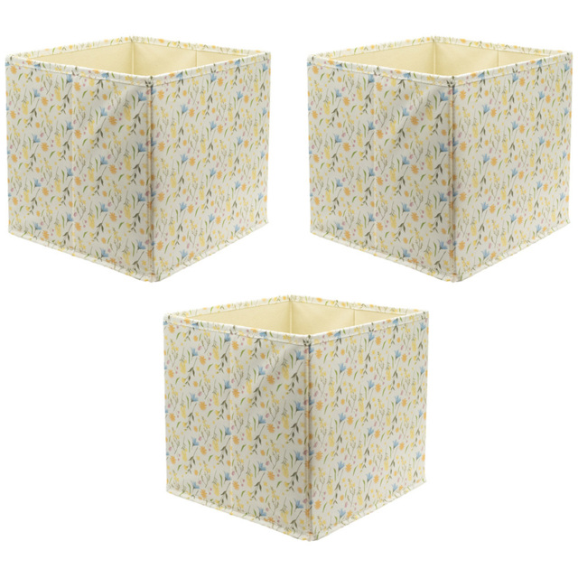 Homebase Floral Yellow Compact Cube Storage Insert 3 Pack - image 1