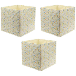 Homebase Floral Yellow Compact Cube Storage Insert 3 Pack - thumbnail 1