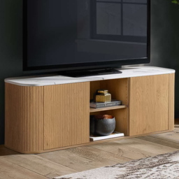 Birlea Kagu Single Door 2 Shelf Oak Large TV Unit - thumbnail 1