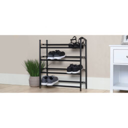 Malmo Black 4 Shelf Adjustable Shoe Rack