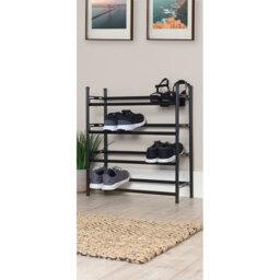 Malmo Black 4 Shelf Adjustable Shoe Rack - thumbnail 2