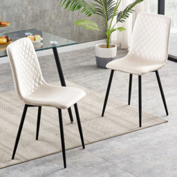 Lexi Beige Velvet Fabric Dining Chair Set of 2