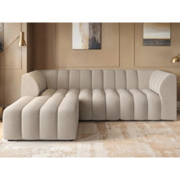 SOLACE+CO Halle Beige Chenille 3 Seater Sofa with Footstool - thumbnail 4