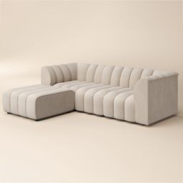 SOLACE+CO Halle Beige Chenille 3 Seater Sofa with Footstool - thumbnail 2