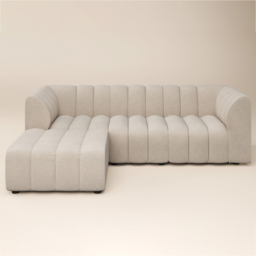 SOLACE+CO Halle Beige Chenille 3 Seater Sofa with Footstool - thumbnail 3