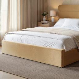 SOLACE+CO Atlas Sand King Size Velvet Ottoman Bed - thumbnail 2