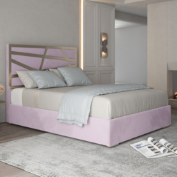 Arabella Pink King Size Velvet Upholstered Metal Bed Frame with Panelled Headboard
