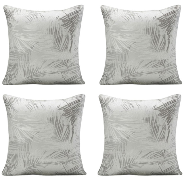 Alan Symonds Grey and Silver Fern Shimmering Cushion with Polyester Filled Pad 45 x 45cm 4 Pack