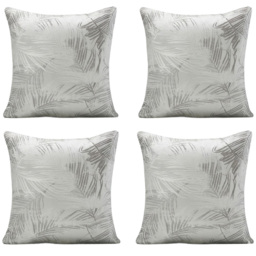Alan Symonds Grey and Silver Fern Shimmering Cushion with Polyester Filled Pad 45 x 45cm 4 Pack