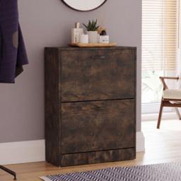 VIDA DESIGNS 2 Drawer Dark Wood Shoe Cabinet - thumbnail 4