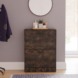 VIDA DESIGNS 2 Drawer Dark Wood Shoe Cabinet - thumbnail 3