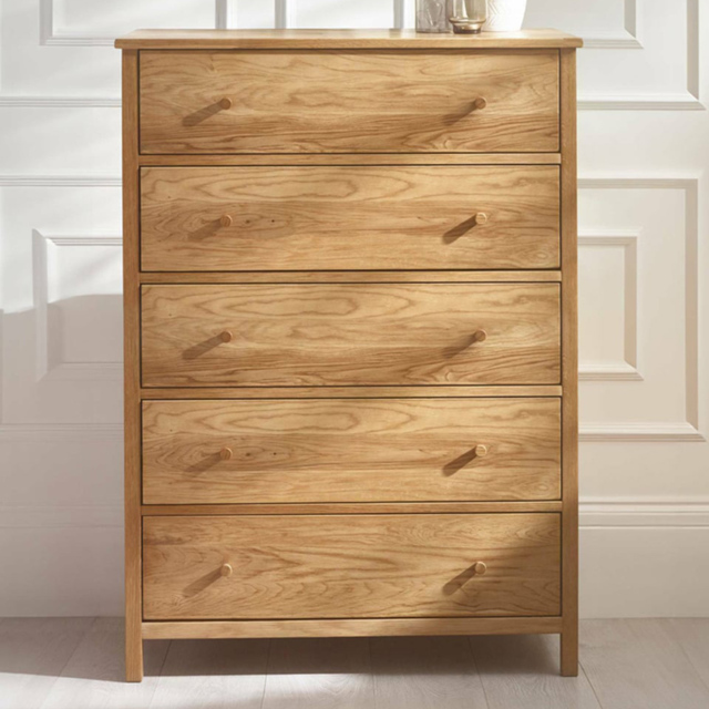 Julian Bowen Coxmoor 5 Drawer Oak Wide Chest of Drawers - image 1