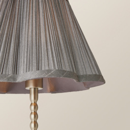 ValueLights Maeve Dark Grey Pleat Faux Silk Scallop Shade Chrome Bobbin Table Lamp - thumbnail 3