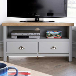 Home Source Avon 2 Drawer Single Shelf Grey TV Unit