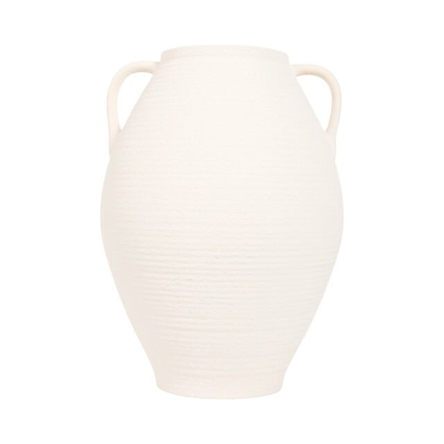 Elena Large Handled Vase - White