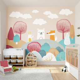 Origin Murals Woodland Friends Orange Wall Mural