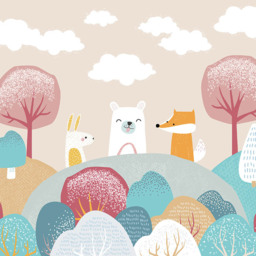 Origin Murals Woodland Friends Orange Wall Mural - thumbnail 2