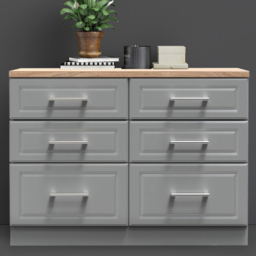 Crowndale Kent 6 Drawer Dusk Grey and Bardolino Oak Midi Chest of Drawers