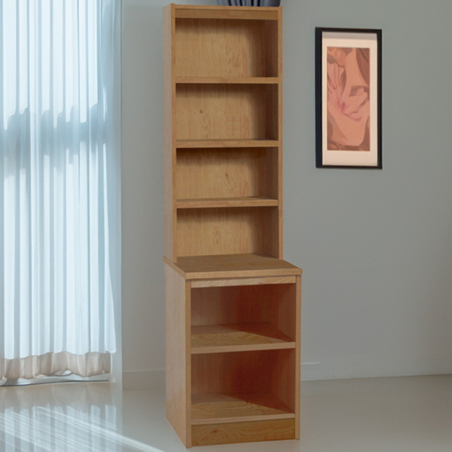 R White Cabinets 6 Tier Oak Desk Height Bookcase with Hutch - image 1