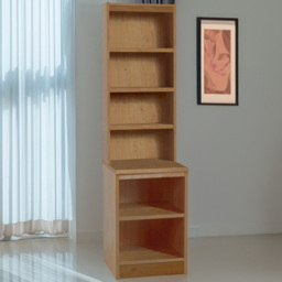 R White Cabinets 6 Tier Oak Desk Height Bookcase with Hutch - thumbnail 1