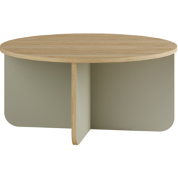 Decortie Hillary Round Oak and Ash Green Coffee Table - thumbnail 2