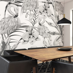 Origin Murals Paradise Flamingo Black Wall Mural