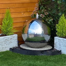 Tranquillity Mains Powered Stainless Steel Sphere LED Water Feature 50cm - thumbnail 2