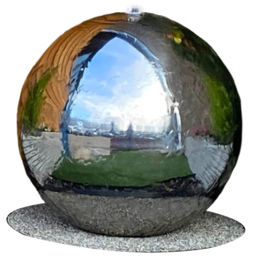 Tranquillity Mains Powered Stainless Steel Sphere LED Water Feature 50cm - thumbnail 1
