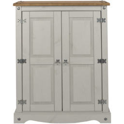 Corona 2 Door Grey Washed Wax Finish Cupboard - thumbnail 2